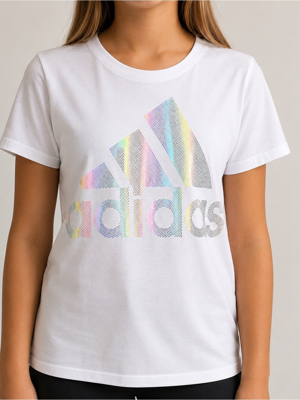 Girl’s Adidas T-shirt with Hologram Logo Design (Size XL-16)